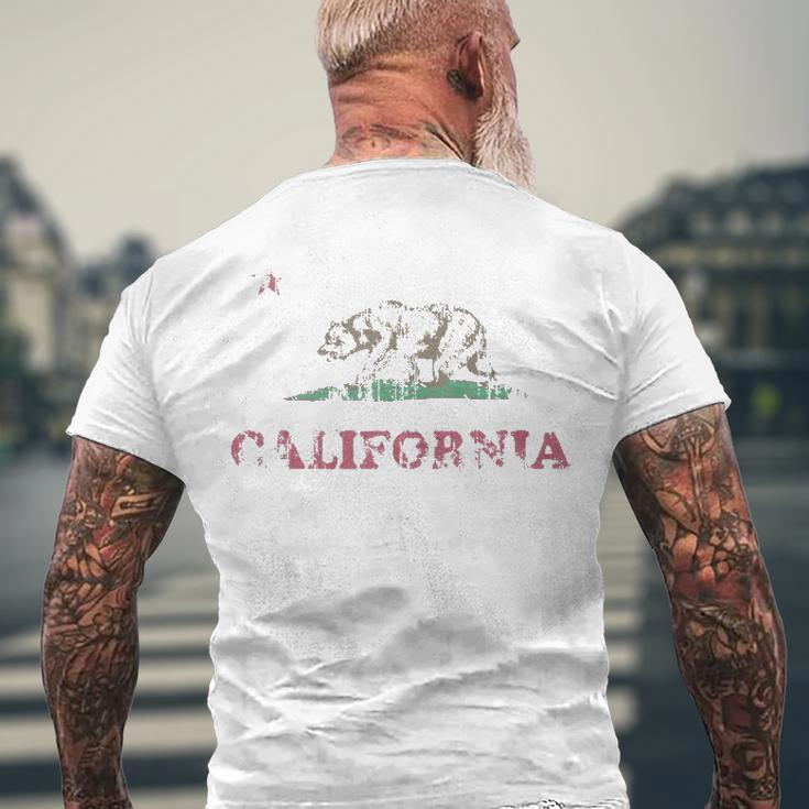Retro California Republic Flag V2 Men's Back Print T-shirt Gifts for Old Men
