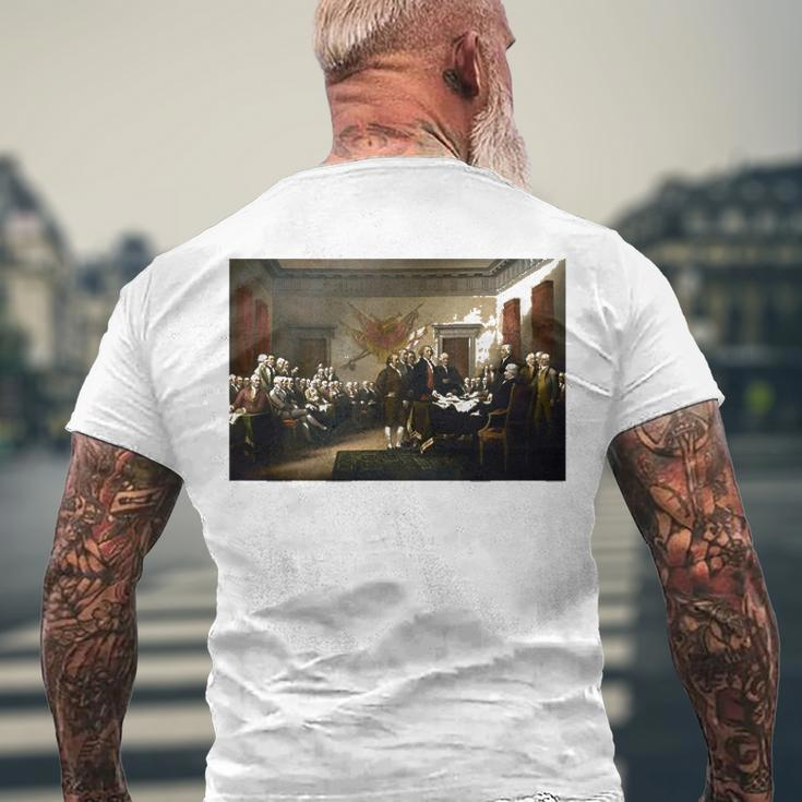 Signing The Declaration Of Independence 4Th Of July Men's Back Print T-shirt Gifts for Old Men