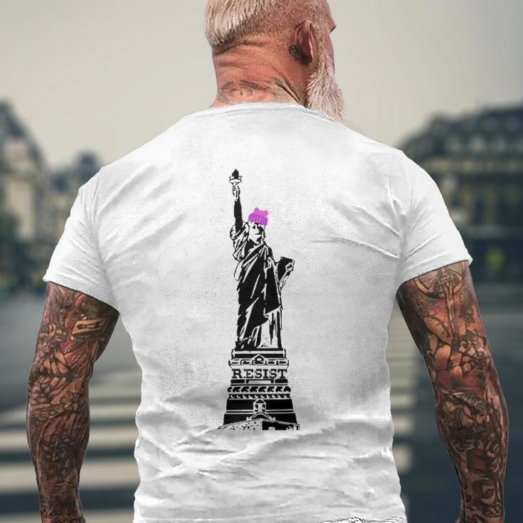 Statue Of Liberty Kitty Ears Resist Feminist Men's Back Print T-shirt Gifts for Old Men