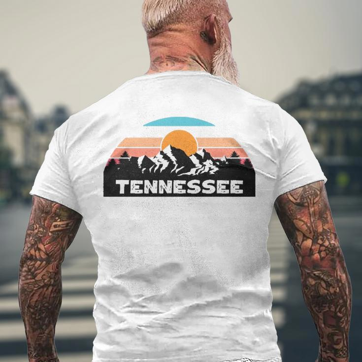Tennessee Retro Vintage Sunset Mountain Tennessee Lovers Men's Back Print T-shirt Gifts for Old Men