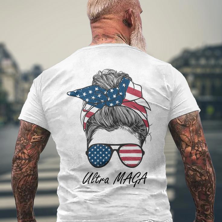 Ultra Maga Messy Bun Parody Trump 2024 Anti Biden Tshirt Men's Crewneck Short Sleeve Back Print T-shirt Gifts for Old Men