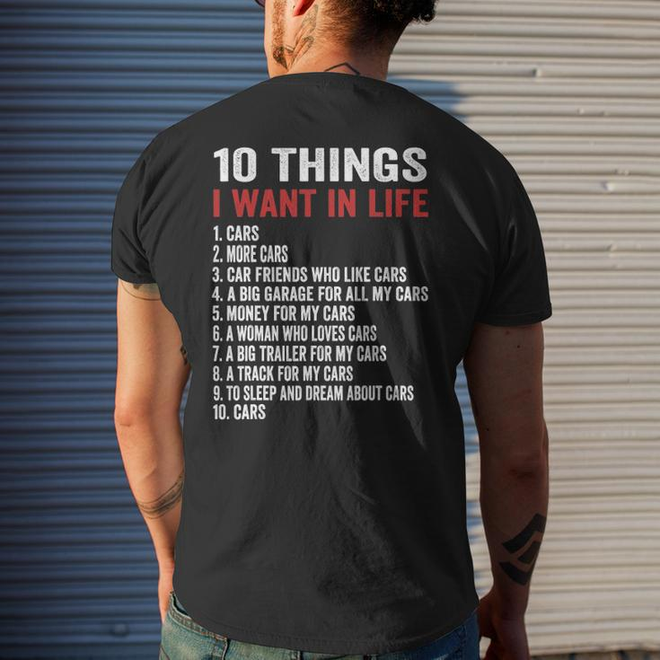10 Things I Want In My Life Cars More Cars Car Men's Back Print T-shirt Gifts for Him