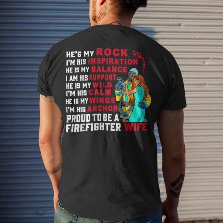 Firefighter Proud To Be A Firefighter Wife Fathers Day Men's Crewneck Short Sleeve Back Print T-shirt