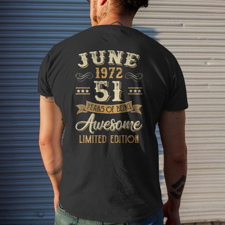 51 Years Awesome Vintage June 1972 51St Birthday Men's Back Print T-shirt Gifts for Him