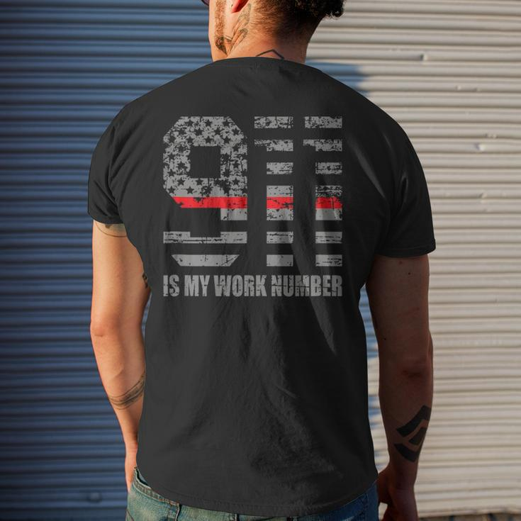 911 Is My Work Number Firefighter Hero Quote Men's Back Print T-shirt Gifts for Him