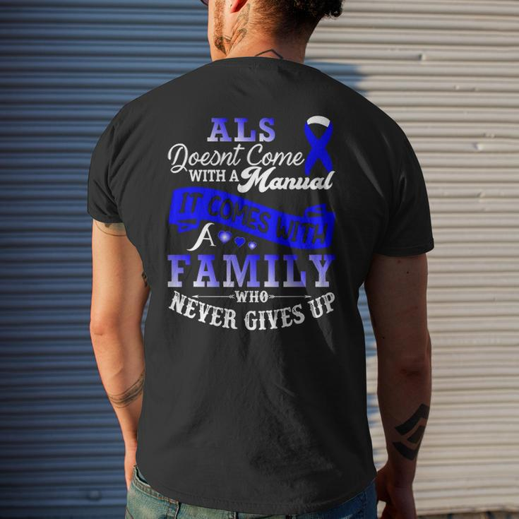 Als Awareness Support Als Fighter Als Warrior Als Family Men's Back Print T-shirt Gifts for Him