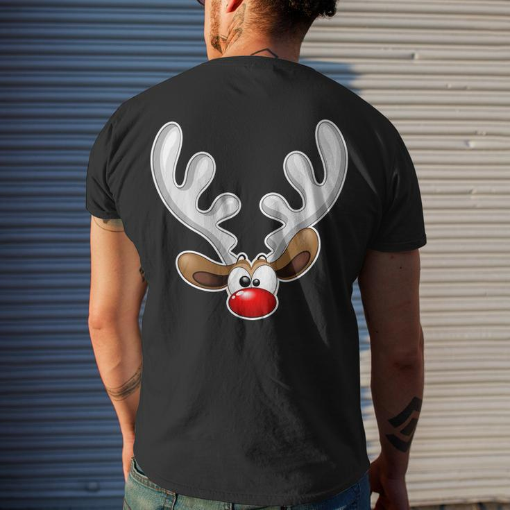 Christmas Red Nose Reindeer Face Men's T-shirt Back Print Gifts for Him