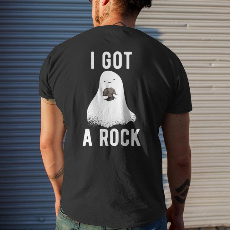 Cute Ghost Halloween I Got A Rock Men's Back Print T-shirt Gifts for Him