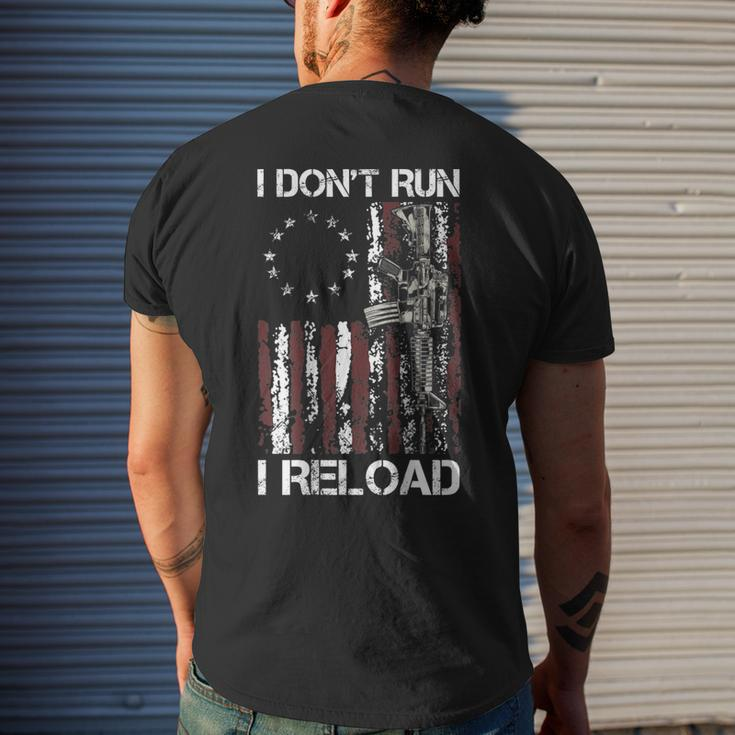 I Dont Run I Reload Gun American Flag Patriots On Back Men's T-shirt Back Print Gifts for Him
