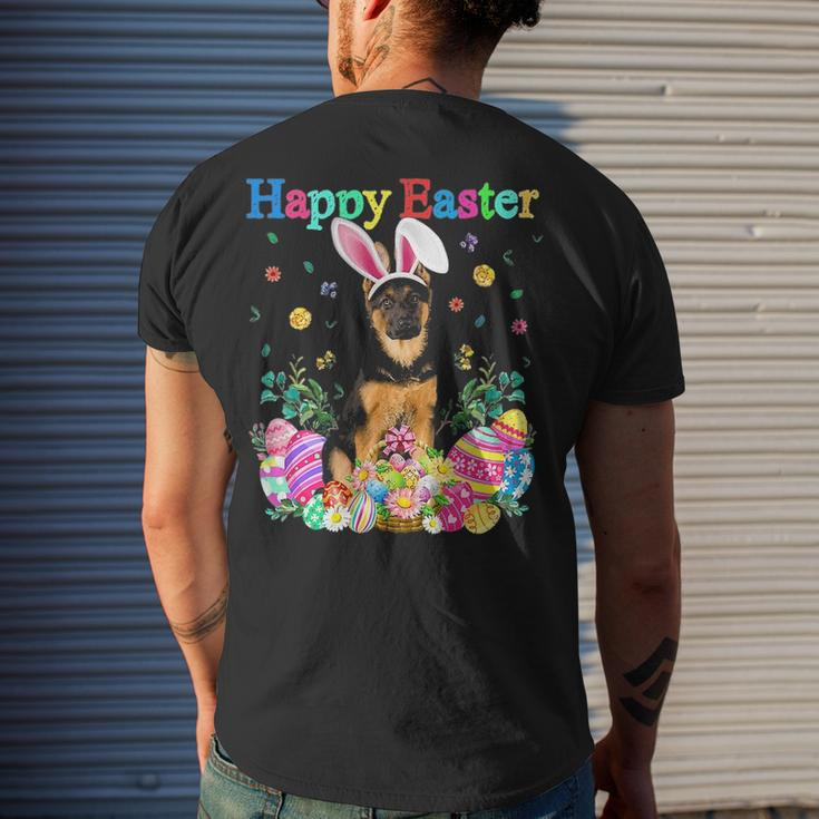 Easter Bunny German Shepherd Dog With Easter Eggs Basket Men's Back Print T-shirt Gifts for Him