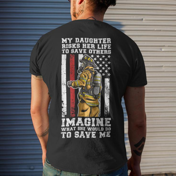Firefighter Proud Dad Of A Firewoman Father Firefighter Dad Men's T-shirt Back Print Gifts for Him