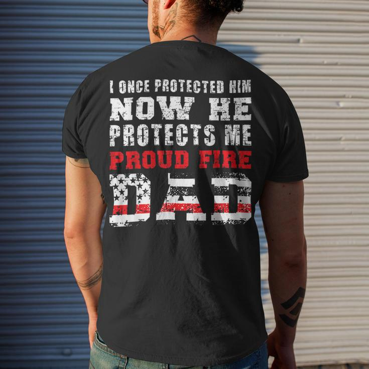 Firefighter Proud Fire Dad Fireman Father Of A Firefighter Dad Men's T-shirt Back Print Gifts for Him