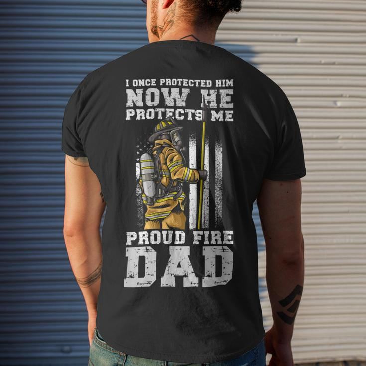 Firefighter Proud Fire Dad Firefighter Dad Of A Fireman Father Men's T-shirt Back Print Gifts for Him