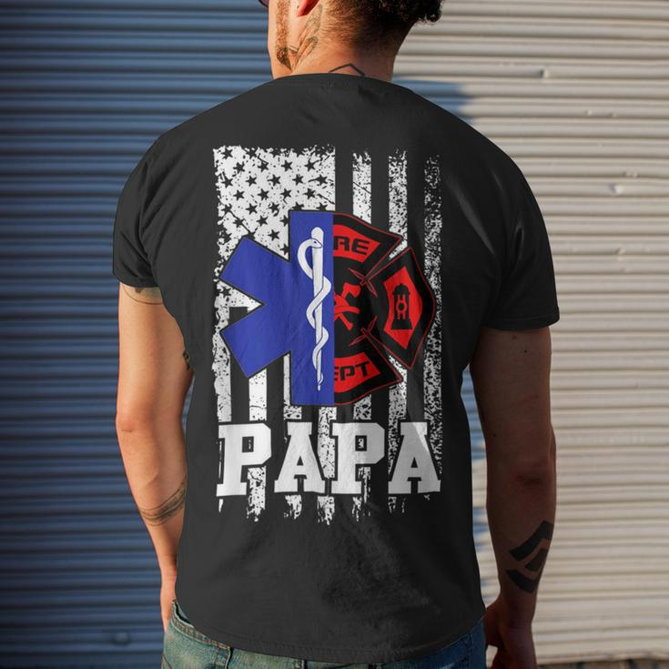 Firefighter Proud Papa Fathers Day Firefighter American Fireman Father Men's T-shirt Back Print Gifts for Him