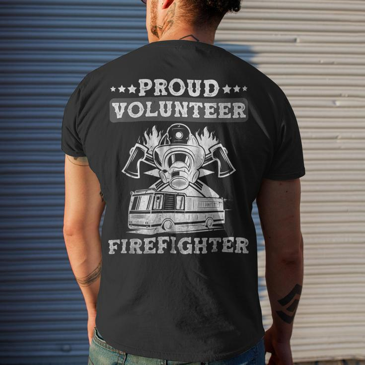 Firefighter Proud Volunteer Firefighter Fire Department Fireman Men's T-shirt Back Print Gifts for Him