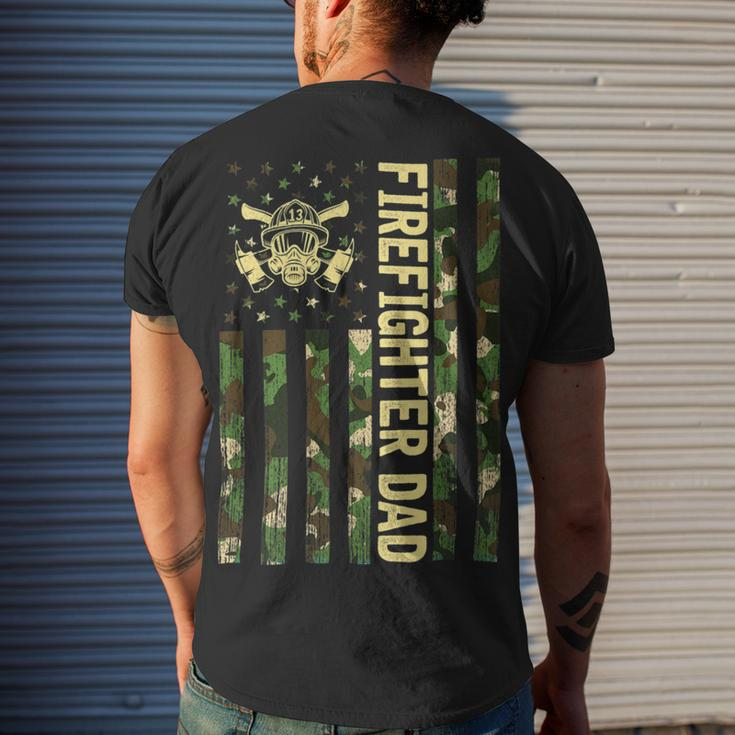 Firefighter Retro Camouflage Usa Flag Firefighter Dad Fathers Day V3 Men's T-shirt Back Print Gifts for Him