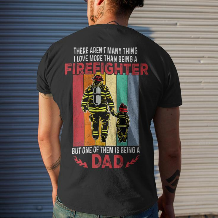 Firefighter Retro Vintage Father And Son Firefighter Dad Fathers Day V2 Men's T-shirt Back Print Gifts for Him