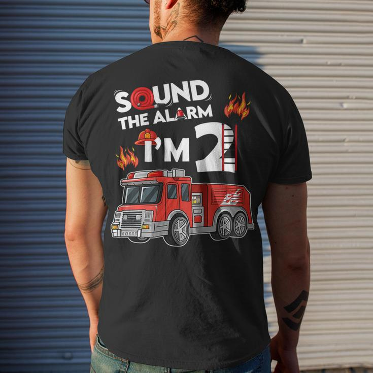 Firefighter Sound The Alarm Im 2 Little Firefighter 2Nd Birthday Men's T-shirt Back Print Gifts for Him