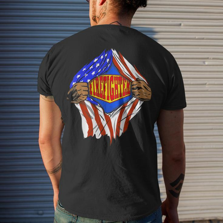 Firefighter Super Firefighter Hero Job Men's T-shirt Back Print Gifts for Him