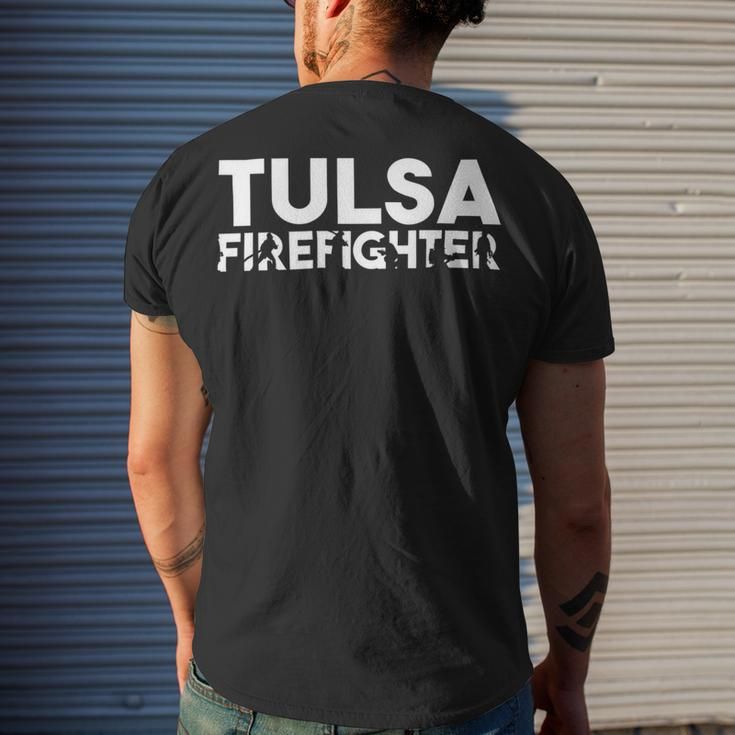 Firefighter Tulsa Firefighter Dad Proud Firefighter Fathers Day V3 Men's T-shirt Back Print Gifts for Him