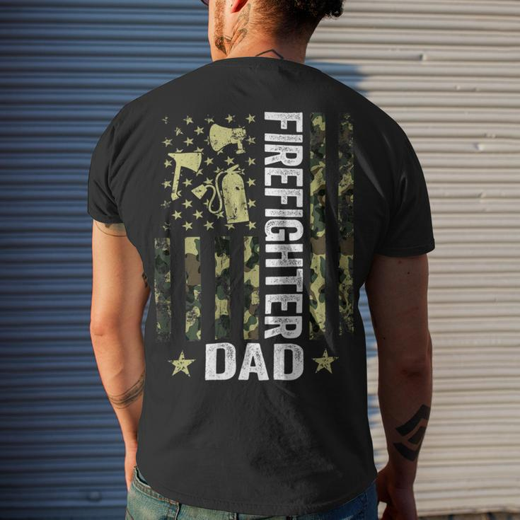 Firefighter Usa Flag Camouflage Firefighter Dad Patriotic Fathers Day_ Men's T-shirt Back Print Gifts for Him