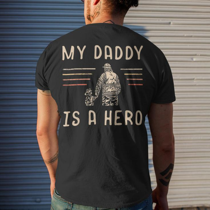 Firefighter Usa Flag My Daddy Is A Hero Firefighting Firefighter Dad V2 Men's T-shirt Back Print Gifts for Him