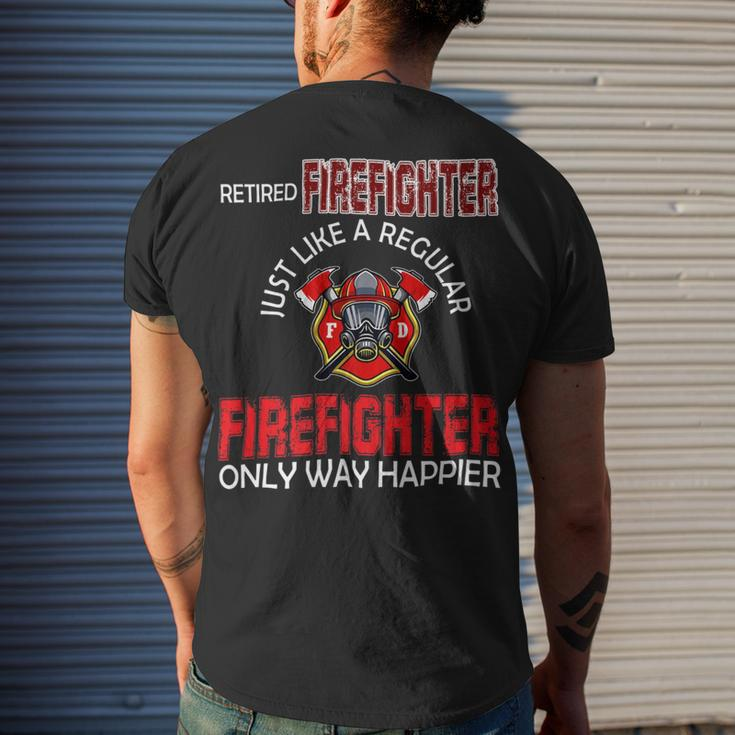 Firefighter Vintage Retired Firefighter Definition Only Happier Retire Men's T-shirt Back Print Gifts for Him