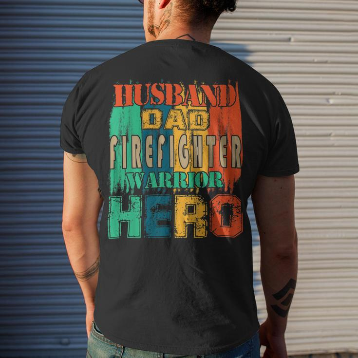 Firefighter Vintage Retro Husband Dad Firefighter Hero Matching Family V2 Men's T-shirt Back Print Gifts for Him