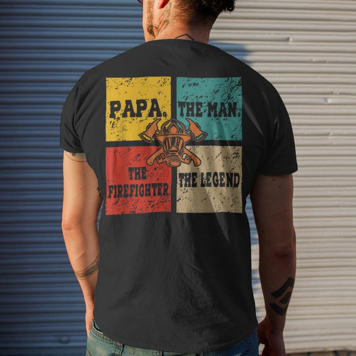 Firefighter Vintage Retro Papa Man The Firefighter The Legend V3 Men's T-shirt Back Print Gifts for Him