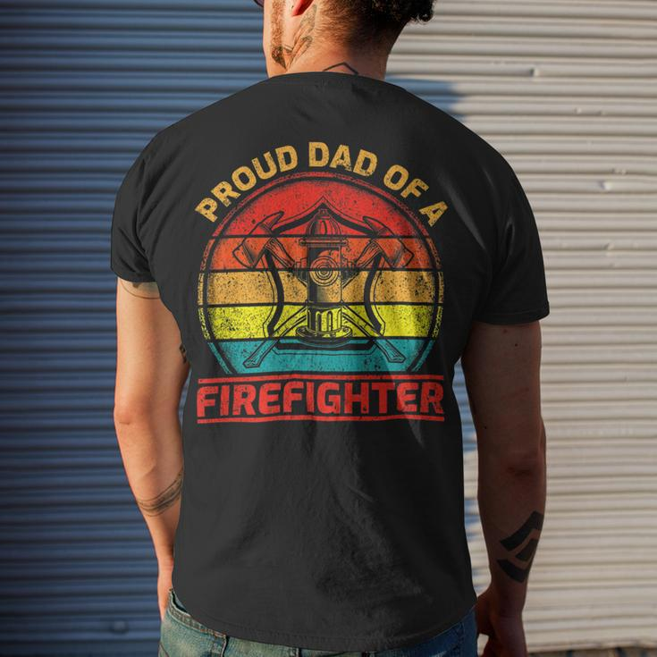 Firefighter Vintage Retro Proud Dad Of A Firefighter Fireman Fathers Day Men's T-shirt Back Print Gifts for Him