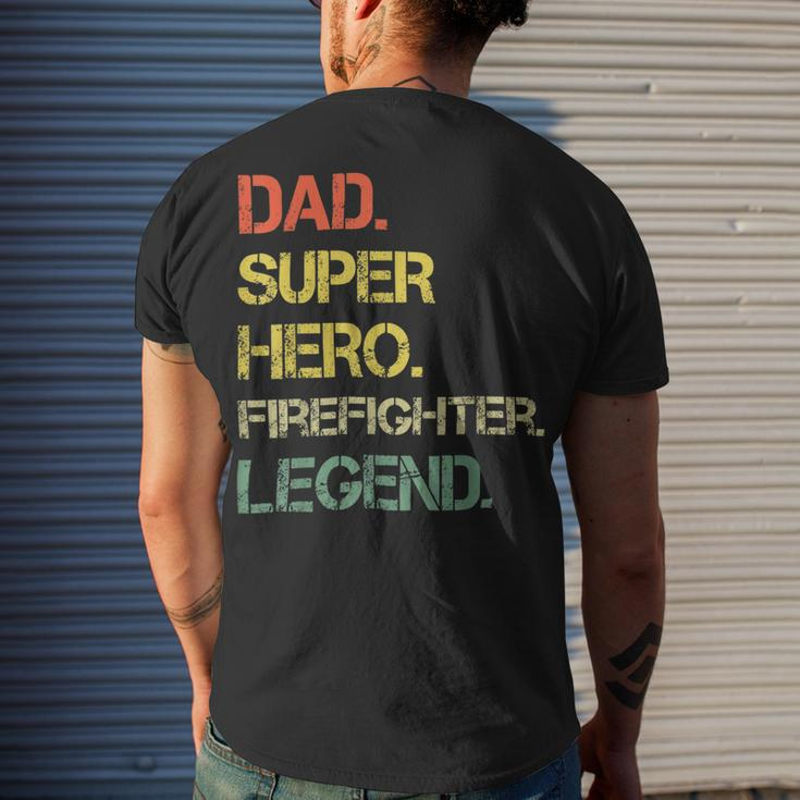 Firefighter Vintage Style Dad Hero Firefighter Legend Fathers Day Men's T-shirt Back Print Gifts for Him