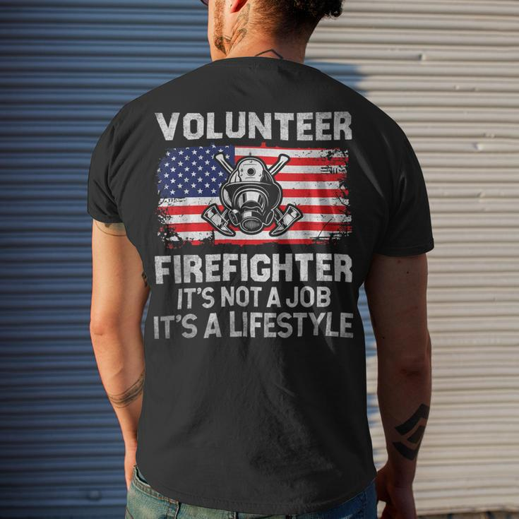 Firefighter Volunteer Firefighter Lifestyle Fireman Usa Flag Men's T-shirt Back Print Gifts for Him