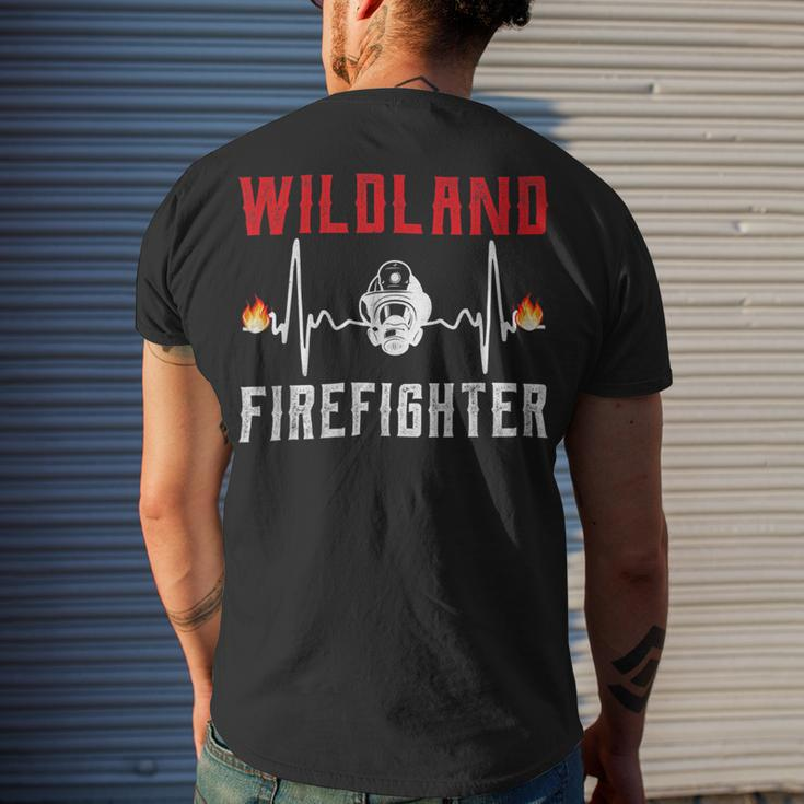 Firefighter Wildland Firefighter Fire Rescue Department Heartbeat Line Men's T-shirt Back Print Gifts for Him