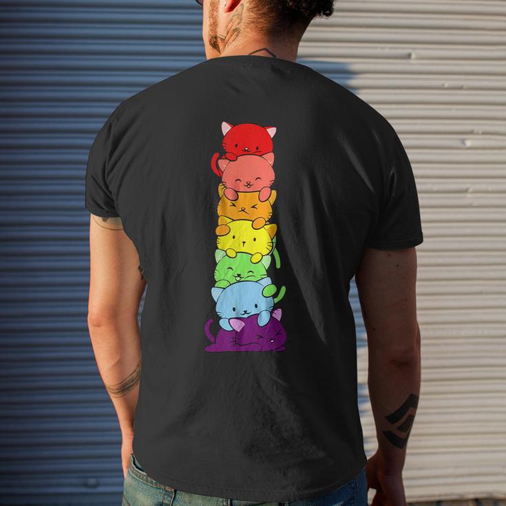 Gay Pride Cat Lgbt Cute Kawaii Cats Pile Anime Rainbow Flag Men's T ...