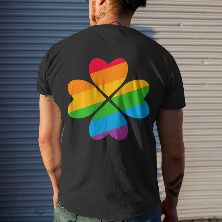 Gay Pride Flag Shamrock Lgbt St Patricks Day Parade Men's T-shirt Back Print Gifts for Him