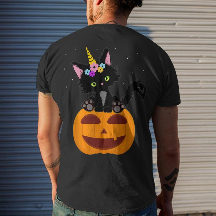 Halloween Unicorn Cat Black Pumpkin Scary Costume Girls Kids Men's T-shirt Back Print Gifts for Him