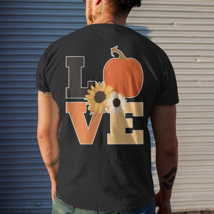 Love Autumn Floral Pumpkin Fall Season Men's T-shirt Back Print Gifts for Him
