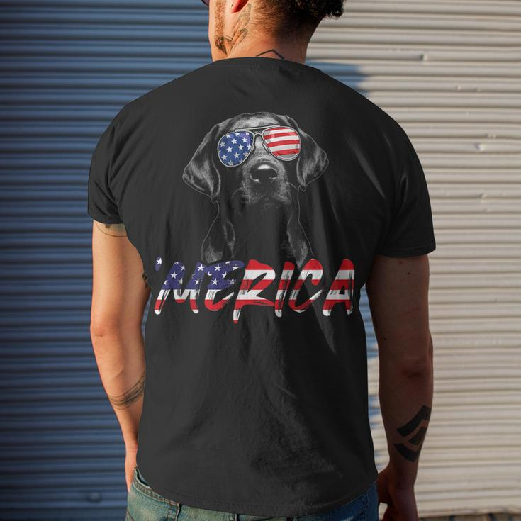 Merica Black Labrador 4Th Of July American Flag Lab Dog Men's T-shirt Back Print Gifts for Him