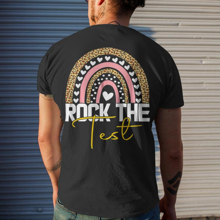 Rock The Test Test Day Teacher Testing Day Rainbow Teacher Men's T-shirt Back Print Gifts for Him