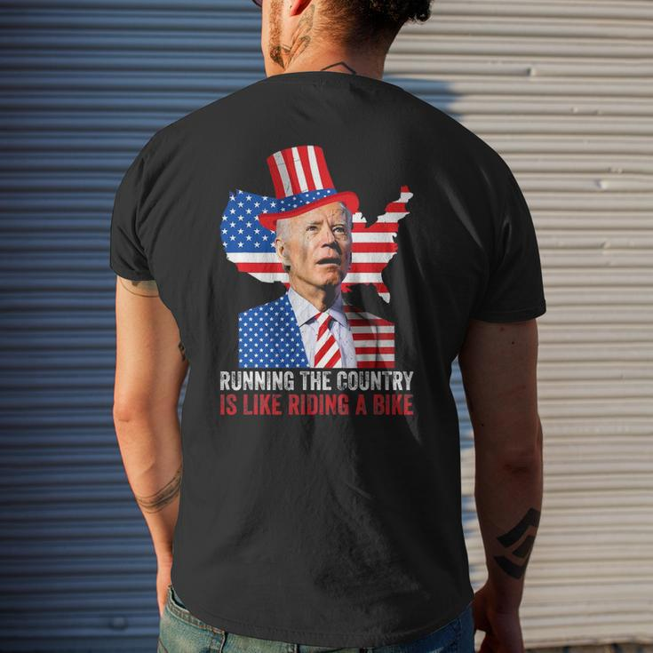 Running The Country Is Like Riding A Bike Anti Biden Men's Back Print T-shirt Gifts for Him