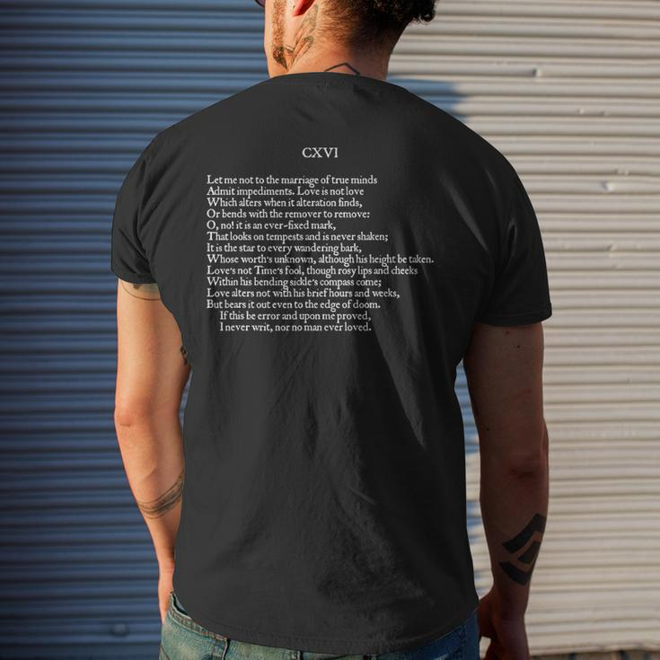 Shakespearian Sonnet-116 Poet Lover Men's Back Print T-shirt Gifts for Him
