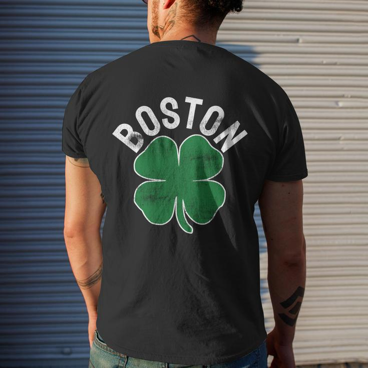 Shamrock Massachusetts Boston St Patricks Day Irish Green Men's T-shirt Back Print Gifts for Him