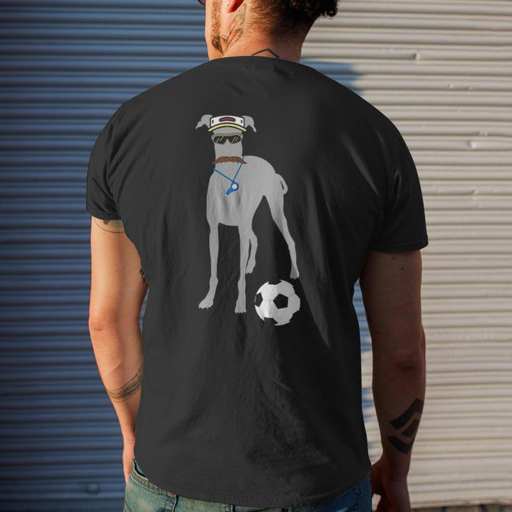 Soccer Idea Fans- Sporty Dog Coach Hound Men's Back Print T-shirt Gifts for Him