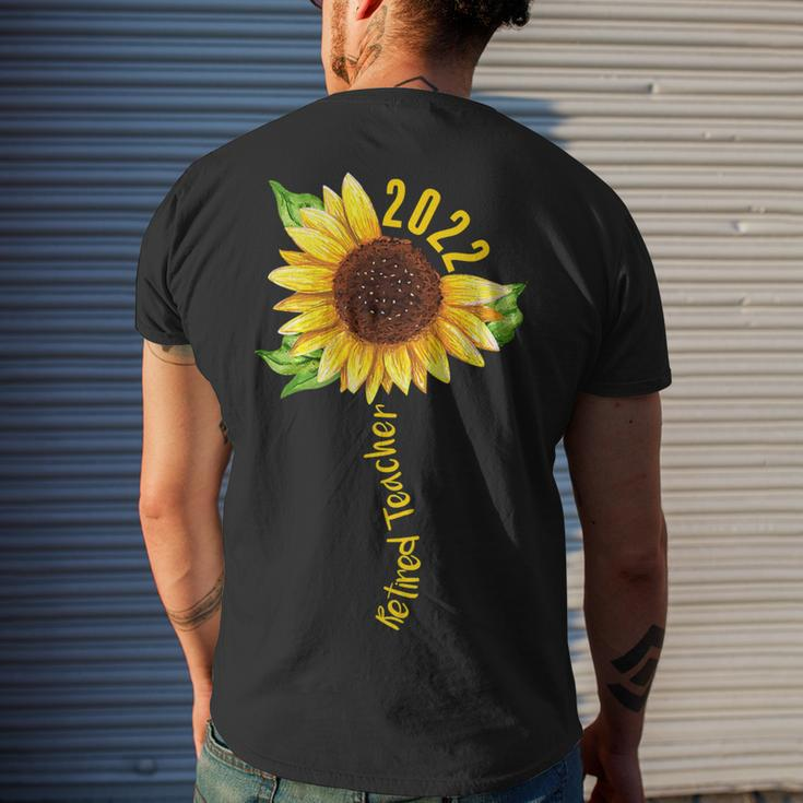 Womens Sunflower Retired Teacher Retirement 2022 Mom Men's T-shirt Back Print Gifts for Him