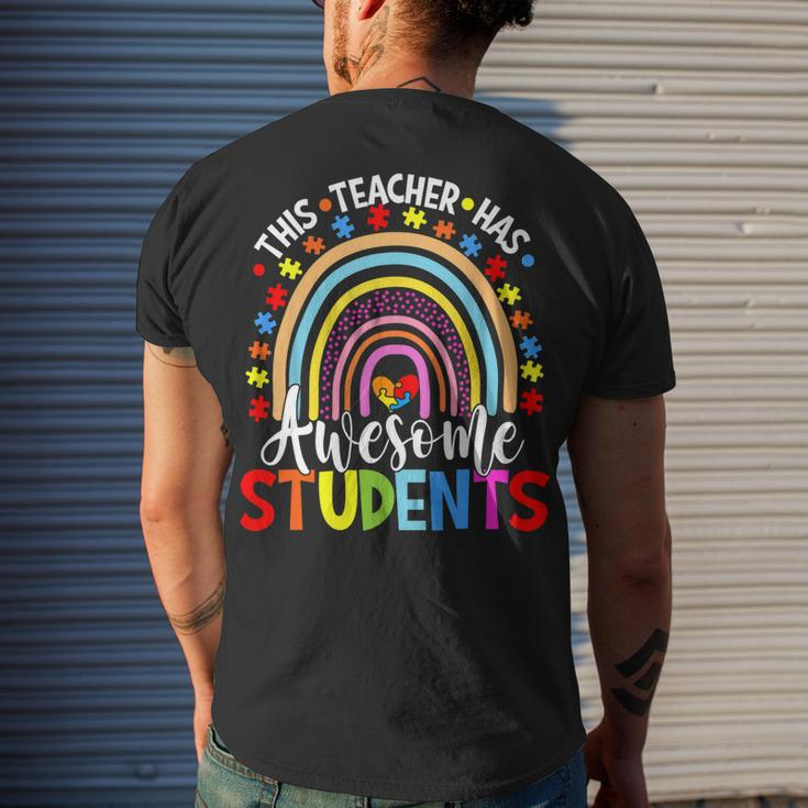 This Teacher Has Awesome Students Rainbow Autism Awareness Men's T-shirt Back Print Gifts for Him