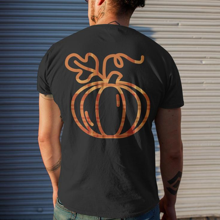 Thanksgiving Halloween Pumpkin Fall Autumn Plaid Men's T-shirt Back Print Gifts for Him