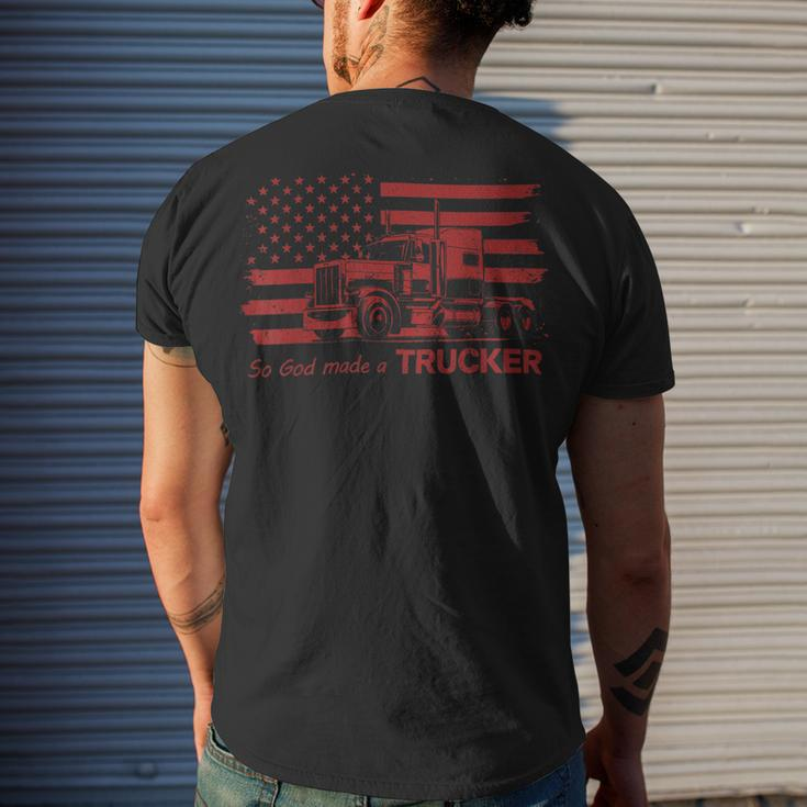 Trucker Trucker American Pride Flag So God Made A Trucker Men's T-shirt Back Print Gifts for Him