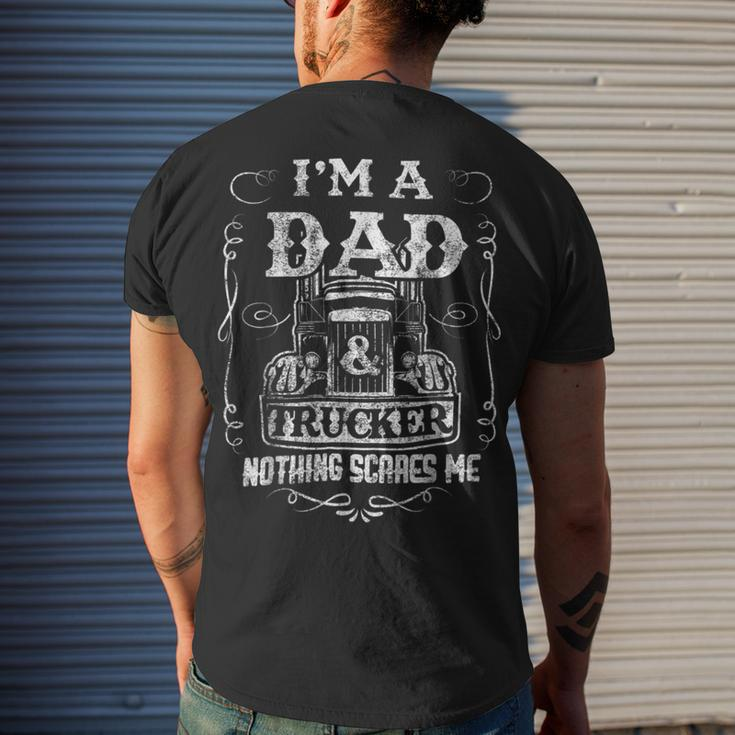 Trucker Truck Driver Fun Fathers Day Im A Dad And Trucker Vintage Men's T-shirt Back Print Gifts for Him