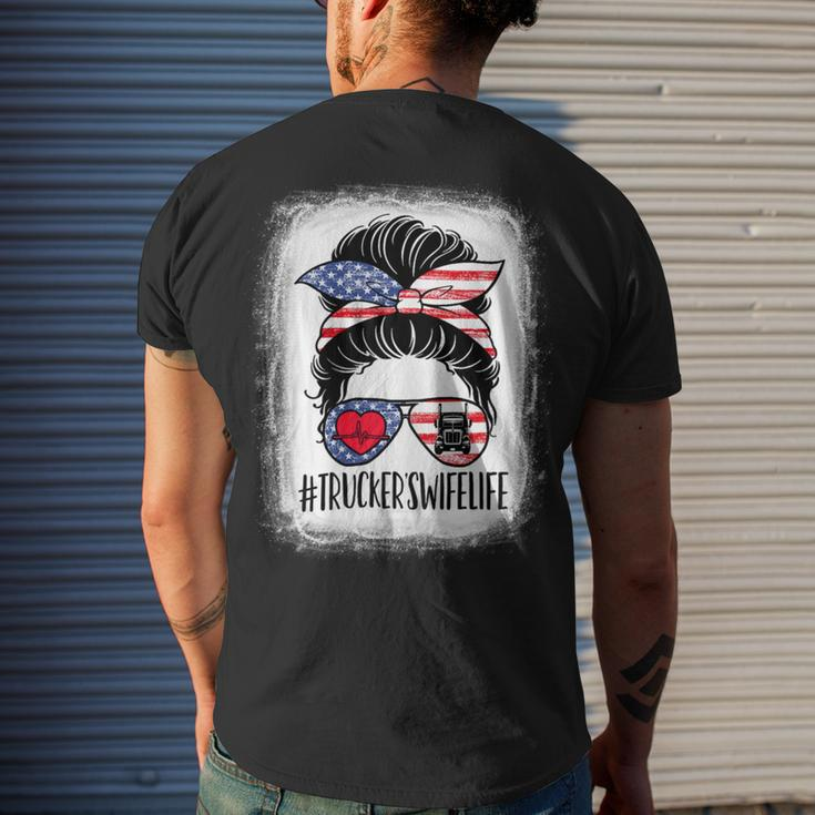 Trucker Truckers Wife Life Truck American Trucker Messy Bun Hair Men's T-shirt Back Print Gifts for Him