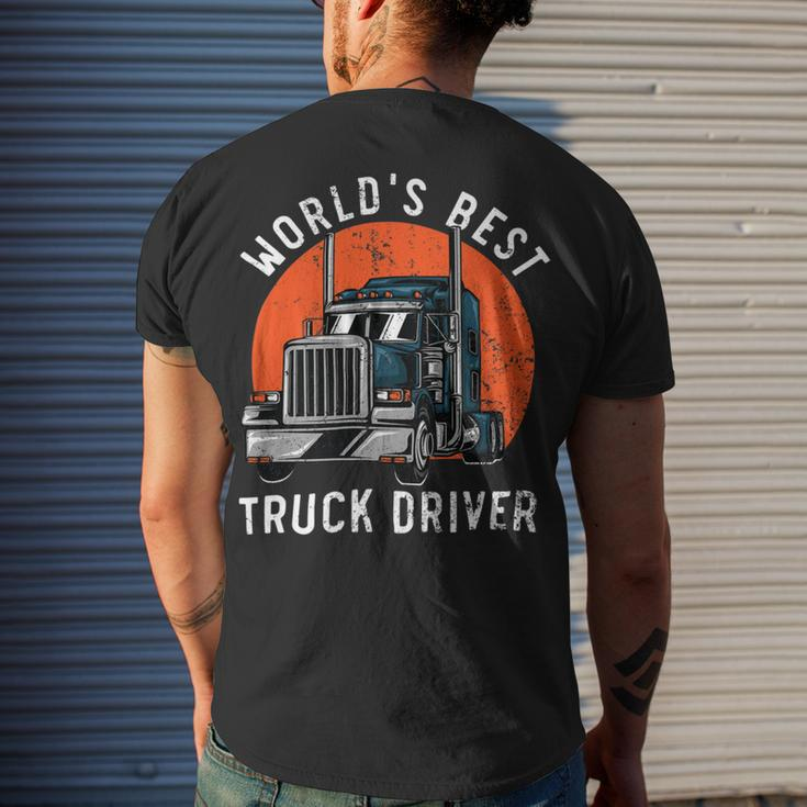 Trucker Worlds Best Truck Driver Trailer Truck Trucker Vehicle Men's T-shirt Back Print Gifts for Him